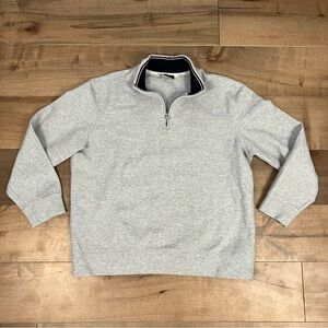 Tahari Men’s Size XL 1/4 Zip Pullover Sweater Solid Light Gray Preppy